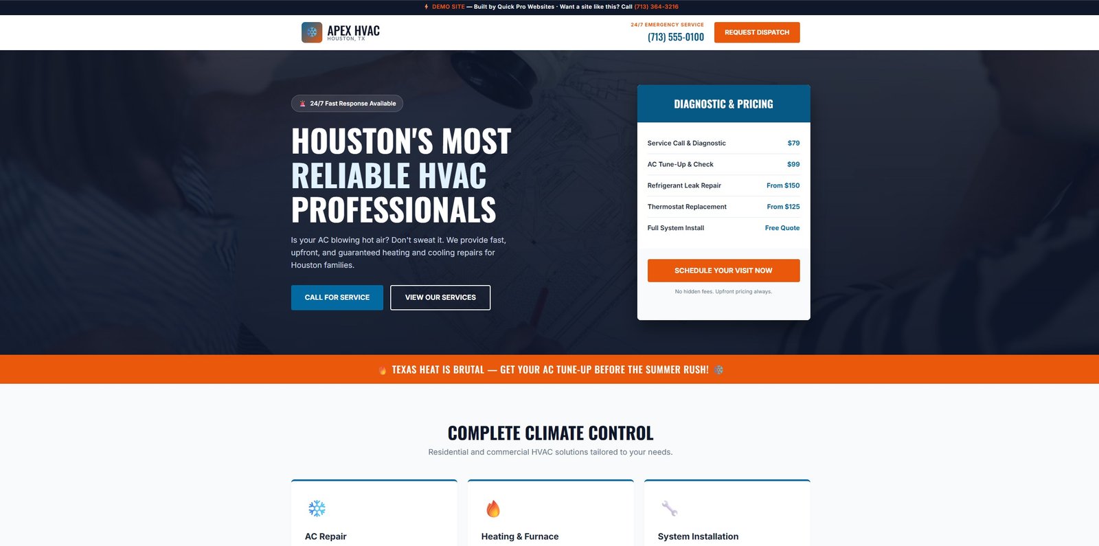HVAC website example